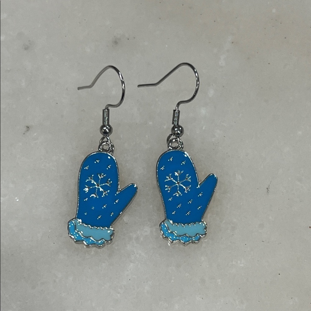 3/$30 • Blue Mitten Winter Earrings
